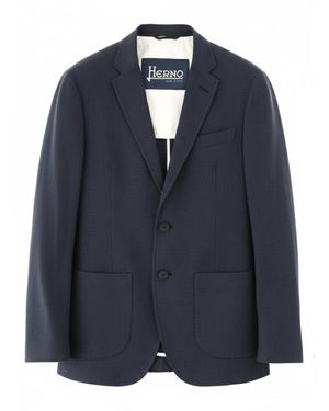 Herno Single-Breasted Linen Jacket - Blue