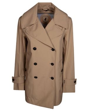 Save The Duck Double-Breasted Buttoned Coat - Brown
