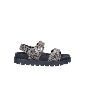 Tory Burch Logo Jacquard Platform Sandals - Blue