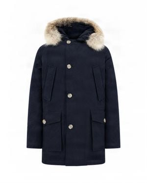 Woolrich Fur-Trim Hooded Down Parka - Blue