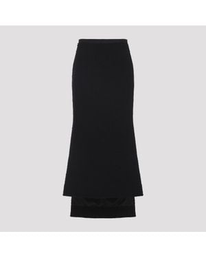 Lanvin Asymmetric Straight-Fit Virgin Wool Skirt - Black