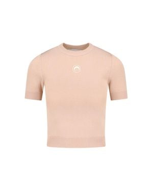 Marine Serre Lightweight Natural Viscose Blend Sweater - Pink