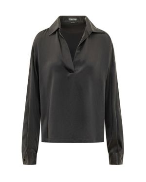 Tom Ford Silk Satin Polo - Black
