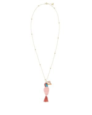 Prada Style Metal Necklace With Mini Charm Detail For - White