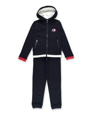 Moncler Boy's Brushed Cotton Zip-Up Hooded Tracksuit Set - Blue