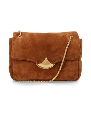 Sessun Suede Chain Shoulder Bag - Brown