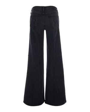 Mother Wide-Leg Logo Embroidered Roller Sneak Jeans With Relaxed Fit - Blue
