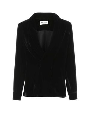 Saint Laurent Velvet Shawl Collar Blazer - Black
