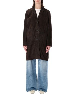 S.W.O.R.D Suede Leather Coat - Black