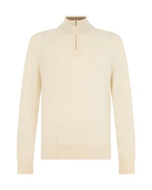 BOSS Sweater With Zip - White