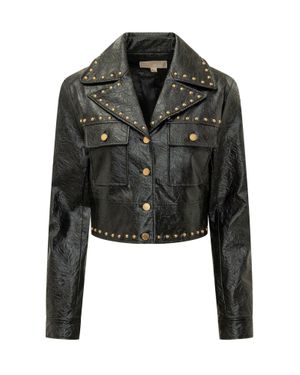 MICHAEL Michael Kors Studded Faux Leather Jacket - Black
