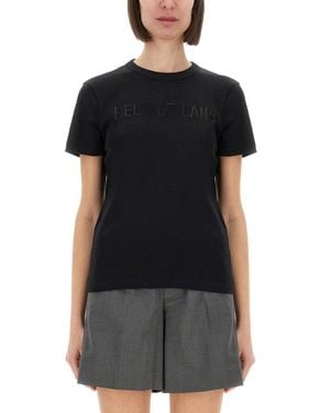 Helmut Lang Logo T-Shirt Cotton T-Shirts - Black