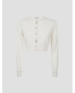 Vivetta Cropped Mini Cardigan With Playful Fish Embroidery - White