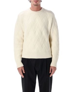 Lanvin Cable-Knit Crewneck Sweater - White