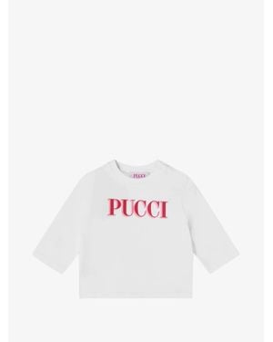 PUCCI Kids Crew Neck Long-Sleeve T-Shirt With Snap Buttons - White