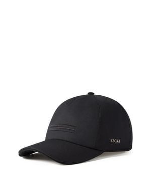 ZEGNA 232 Road Brand Mark Embroidered Hat With Elastic Back Closure - Black