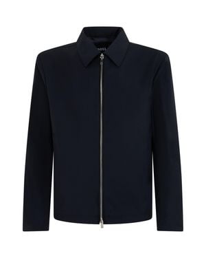 BOSS Modern Zip-Front Virgin Wool Jacket With Classic Collar - Blue