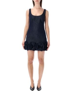 Self-Portrait Denim Flower Mini Dress - Blue