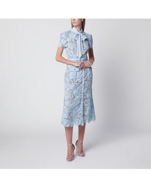 Self-Portrait Tieneck Lace Midi Dress - Blue