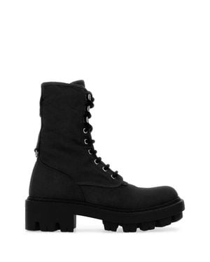 Prada Solid Lace Up Boot - Black
