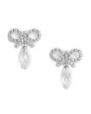 Self-Portrait Mini Crystal Bow Brooch With Brass And Stainless Steel Pins - White