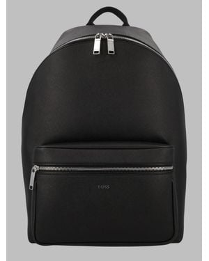 BOSS Recycled Material Leather Backpack - Black