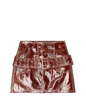DIESEL Mini Skirt With Patent Leather Finish - Red
