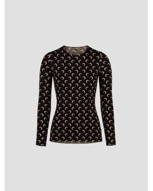 Marine Serre Moon Print Long Sleeve Jersey Top - Black
