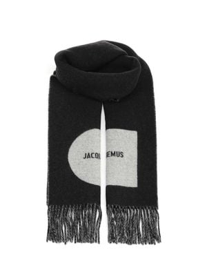 Jacquemus Virgin Wool Logo Scarf - Black