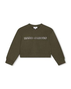 Marc Jacobs Rhinestone Logo Long Sleeve Sweater For Girls - Green