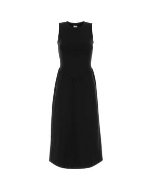 Calvin Klein Interlock Crewneck Flare Midi Dress - Black