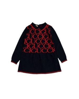 Gucci Logo-Jacquard Dress - Red