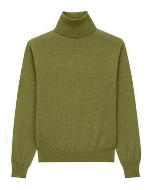 Saint Laurent Cashmere, Wool, And Silk Turtleneck Pullover Sweaters - Green