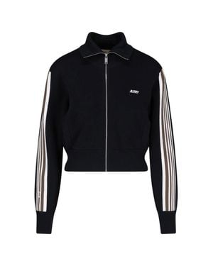 Autry Cropped Zip-Up Track Jacket - Black