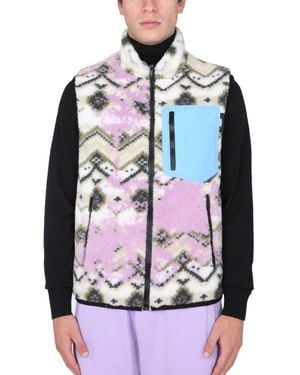 MSGM Textured Fleece Sherpa Vest - Blue