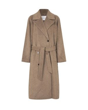 Samsøe & Samsøe Belted Wool-Blend Wrap Coat - Natural