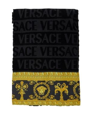 Versace Set Of 5 Cotton Towels With Baroque Print, 100 X 170 Cm, 100 X 60 Cm, 40 X 60 Cm - Black