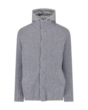 Herno Hooded Knit Cardigan Jacket - Gray
