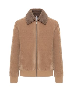 Colmar Corduroy Zip Jacket With Faux Shearling Collar - Brown