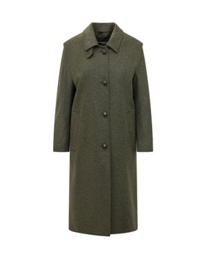 Schneiders Lena Long Wool-Felt Overcoat With Button Detail - Green