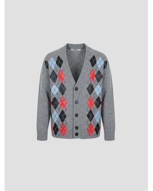 Vivetta Front Diamond-Embroidered Carded Merino Sweater Mini - Gray