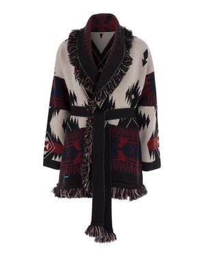 Alanui Icon Geometric Cashmere Cardigan With Belt - Black