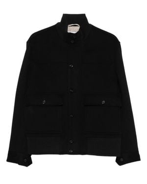 Lardini Wool-Cashmere Jacket With Button & Zip Closure - Black