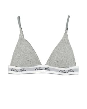 Calvin Klein Lightly Lined Logo-Elastic Triangle Bralette With Adjustable Straps - Gray