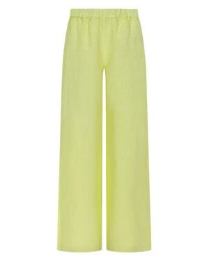 120% Lino Wide-Leg Linen Pants - Green