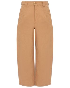 Chloé Horse Medal Button Detail Wide-Leg Pants For - Natural