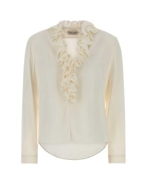 Alberta Ferretti Ivory Crepe Mini Blouse - White