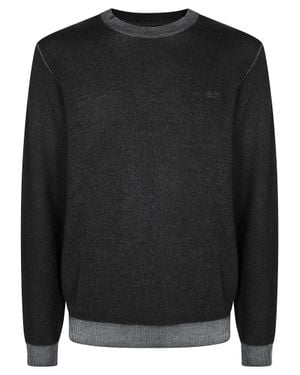Sun 68 Mini Scoop Neck Knitted Sweater For - Black
