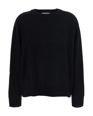 Soft Goat Boyfriend Cashmere Crewneck Sweater - Black