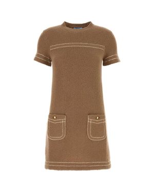 Prada Biscuit Cashmere Mini Dress - Brown